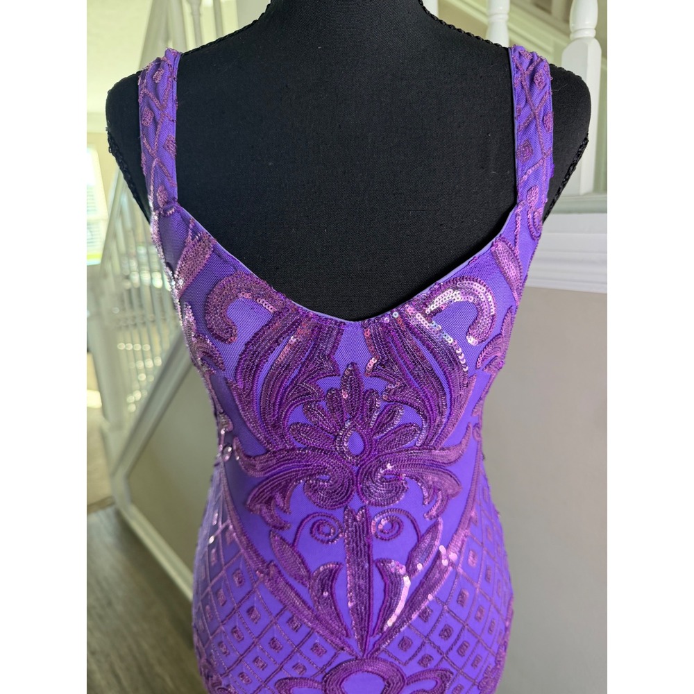 Lulus Dare to Dazzle Sequin Bodycon Mini Dress Pattern XS Cocktail Homecoming - Picture 2 of 10